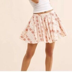 Free People L Mini Skirt pink Floral Stripe